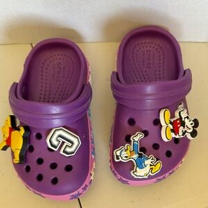 CROCS Purple Slippers with Perforated Design and Jibbitz